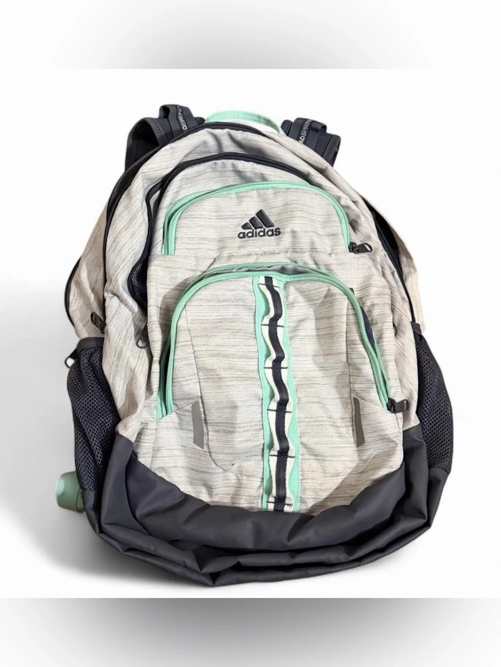 Adidas Foundation 6 Gray Mint Green Backpack Laptop School Bag